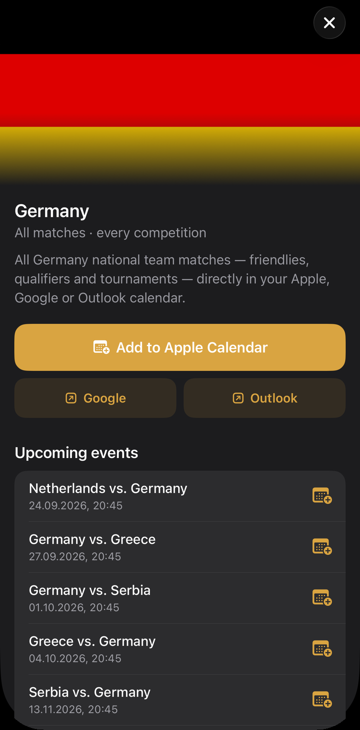 Calendar72: national team calendar