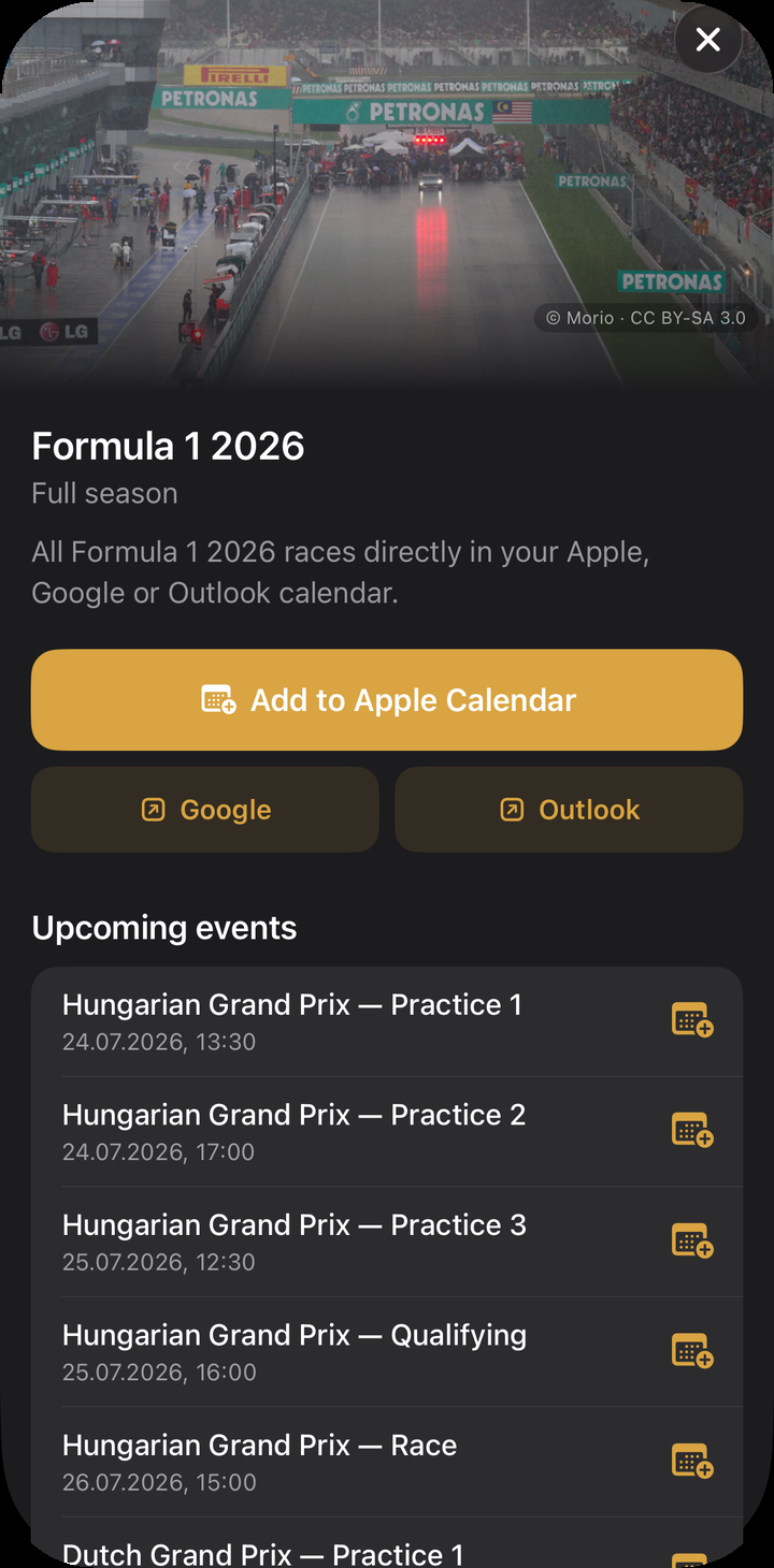 Calendar72: Formula 1 calendar