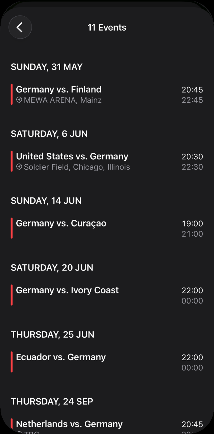 Fixtures live in your calendar